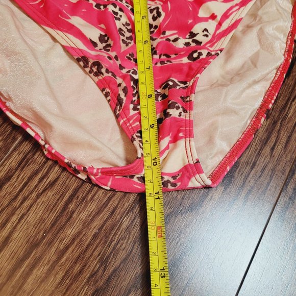 Gottex Blue Vintage Cheetah Print Bikini Tankini 2 Pc Retro Red Brown Animal - Picture 11 of 15